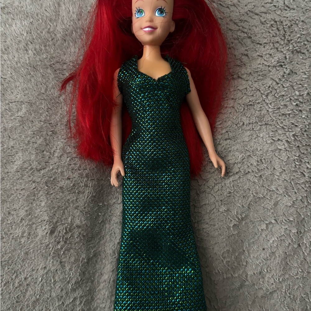 Little Mermaid Doll with Red Hair and Green Dress